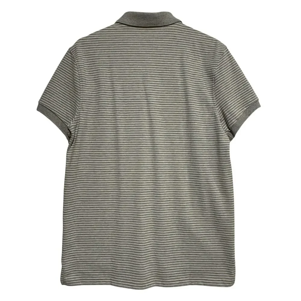 NWT J Crew Flex Pique Polo Shirt SIZE MEDIUM Mens S/S Gray Stripe Classic Cotton